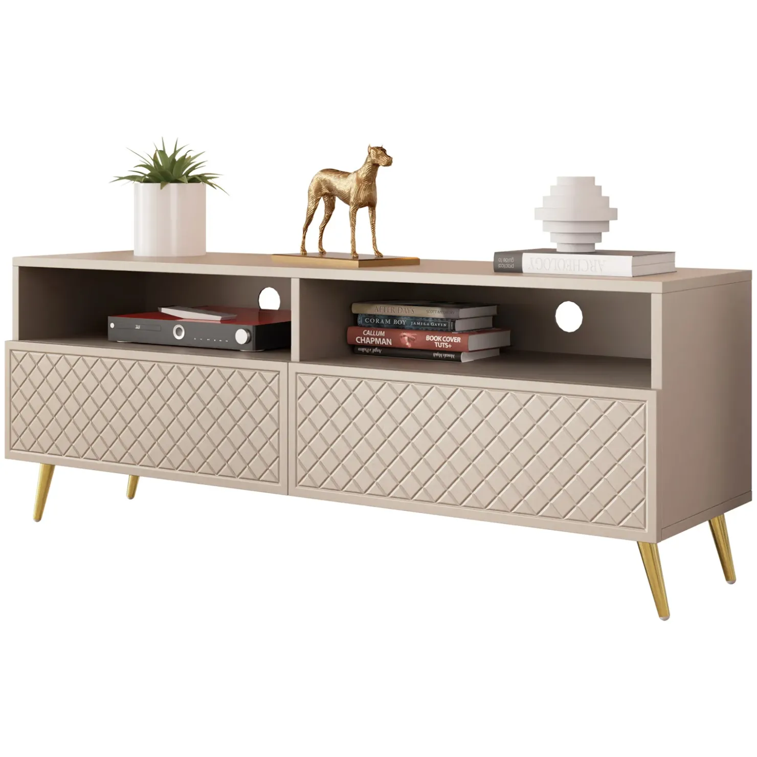 Garnero Arredamenti Mobile porta TV 150x57h cm 2 ante 2 vani con frontali decorati Simona Beige Hot