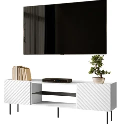 Garnero Arredamenti Mobile porta TV 181x59h cm 2 ante 2 vani con frontali decorati bianco Daniele Bianco Opaco Outlet