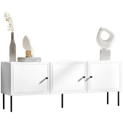 Garnero Arredamenti Mobile porta TV 151x60h cm 3 ante Stark Bianco Opaco New