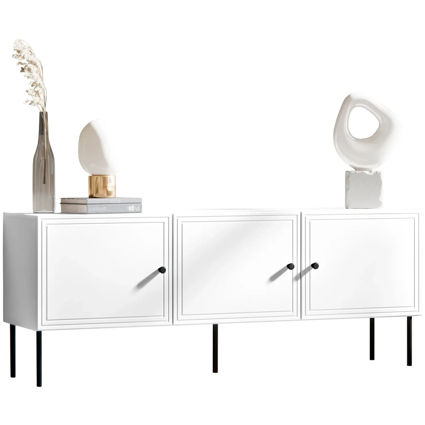 Garnero Arredamenti Mobile porta TV 151x60h cm 3 ante Stark Bianco Opaco New