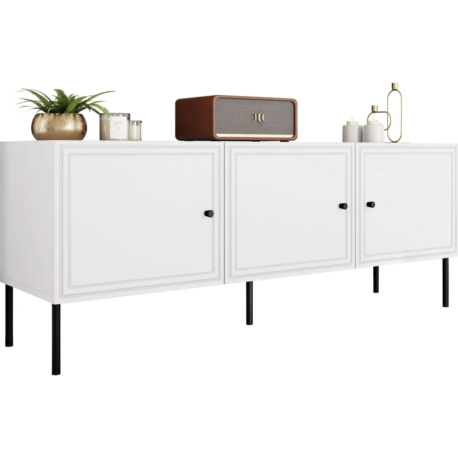 Garnero Arredamenti Mobile porta TV 151x60h cm 3 ante Stark Bianco Opaco New