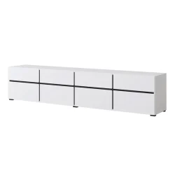 Garnero Arredamenti Mobile porta TV 225x48h cm 4 ante a ribalta 4 cassetti moderno nero Lolla Bianco Opaco