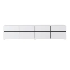 Garnero Arredamenti Mobile porta TV 225x48h cm 4 ante a ribalta 4 cassetti moderno nero Lolla Bianco Opaco