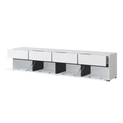 Garnero Arredamenti Mobile porta TV 225x48h cm 4 ante a ribalta 4 cassetti moderno nero Lolla Bianco Opaco