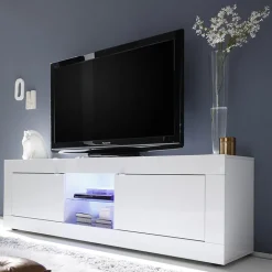 Garnero Arredamenti Mobile porta TV 181x56h cm 2 ante 2 vani a giorno bianco lucido Eternity Outlet