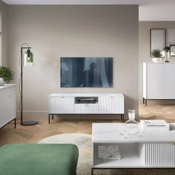 Garnero Arredamenti Mobile porta TV 154x56h cm 2 ante moderno soggiorno bianco Alisa Bianco Opaco Outlet