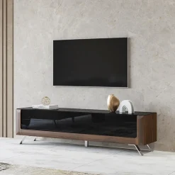 Garnero Arredamenti Mobile porta TV 200x52h cm 2 ante 1 cassetto noce nero lucido Jumbo Nero Lucido - Noce Clearance