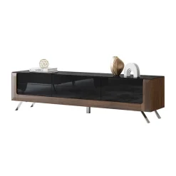 Garnero Arredamenti Mobile porta TV 200x52h cm 2 ante 1 cassetto noce nero lucido Jumbo Nero Lucido - Noce Clearance