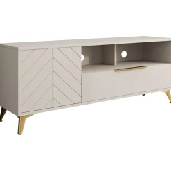 Garnero Arredamenti Mobile porta TV 154x60h cm 1 anta 2 cassetti 2 vani a giorno beige con frontali serigrafati Miriam Sale