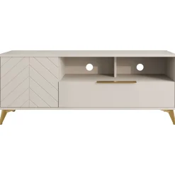 Garnero Arredamenti Mobile porta TV 154x60h cm 1 anta 2 cassetti 2 vani a giorno beige con frontali serigrafati Miriam Sale