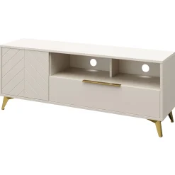 Garnero Arredamenti Mobile porta TV 154x60h cm 1 anta 2 cassetti 2 vani a giorno beige con frontali serigrafati Miriam Sale