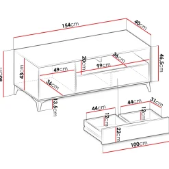 Garnero Arredamenti Mobile porta TV 154x60h cm 1 anta 2 cassetti 2 vani a giorno beige con frontali serigrafati Miriam Sale
