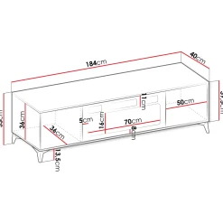 Garnero Arredamenti Mobile porta TV 184x53h cm 2 ante con caminetto frontali serigrafati beige nero Miriam Clearance