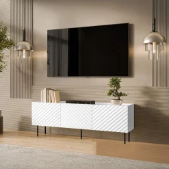 Garnero Arredamenti Mobile porta TV 166x59h cm 3 ante con frontali decorati bianco Daniele Bianco Opaco Clearance