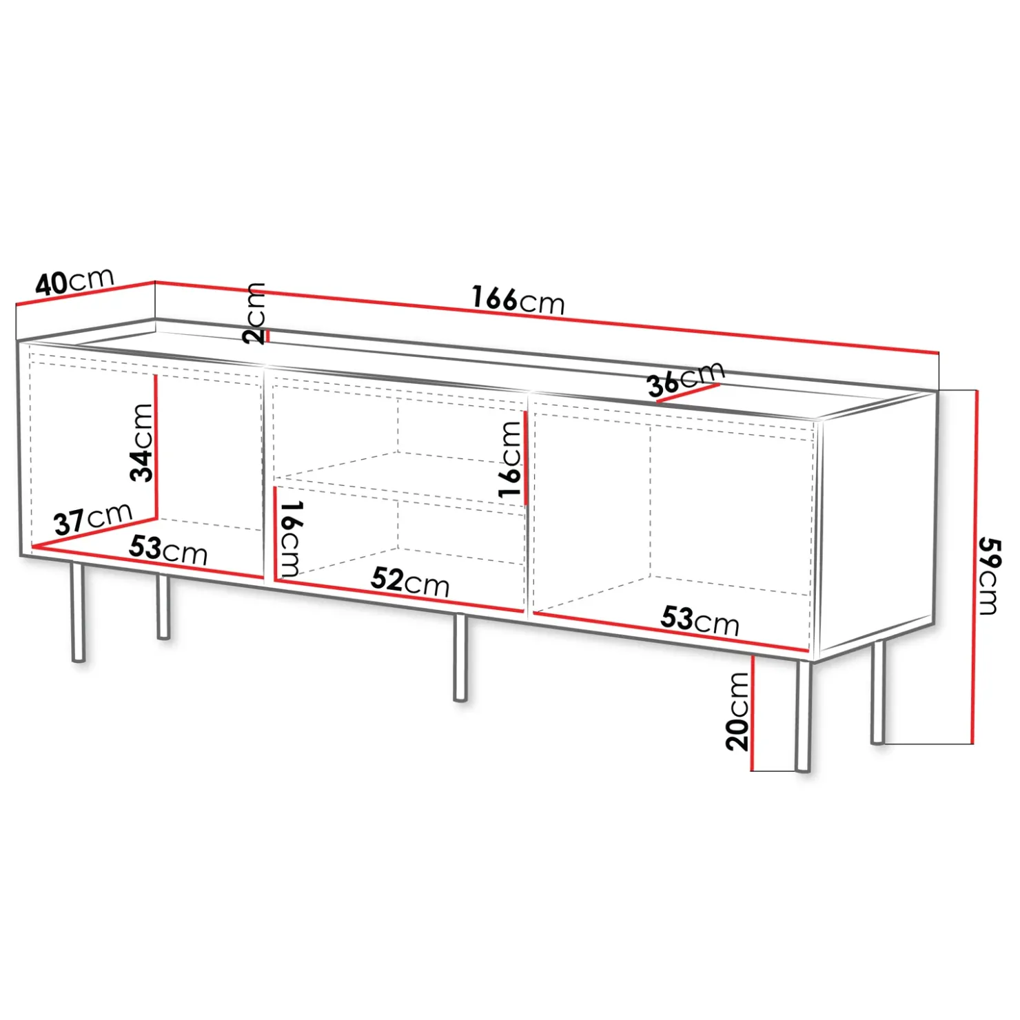 Garnero Arredamenti Mobile porta TV 166x59h cm 3 ante con frontali decorati bianco Daniele Bianco Opaco Clearance
