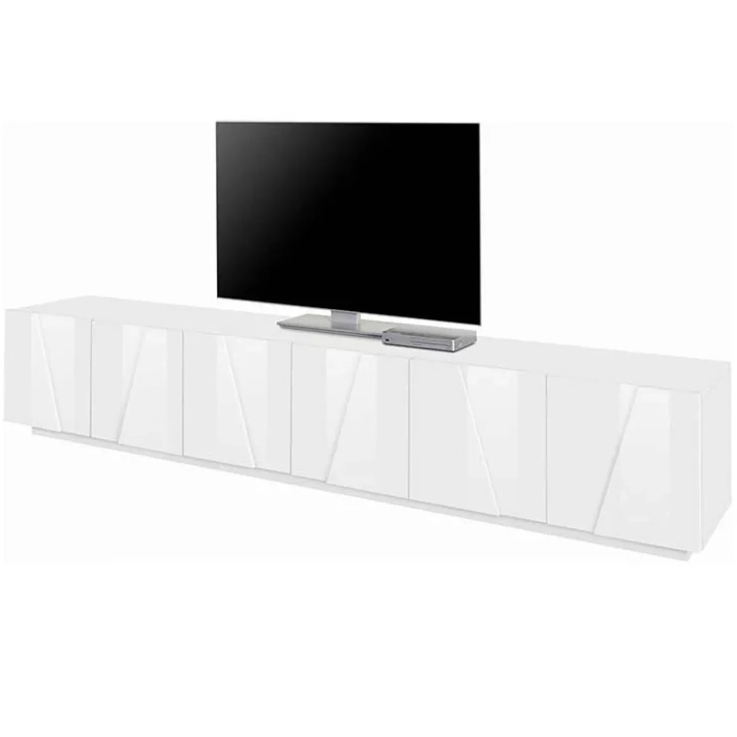 Garnero Arredamenti Mobile porta TV 244x46h cm 6 ante bianco lucido Zenzero Gihome® Bianco Opaco