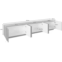 Garnero Arredamenti Mobile porta TV 244x46h cm 6 ante bianco lucido Zenzero Gihome® Bianco Opaco