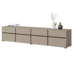 Garnero Arredamenti Mobile porta TV 225x48h cm 4 ante a ribalta 4 cassetti moderno nero Lolla Tortora Discount