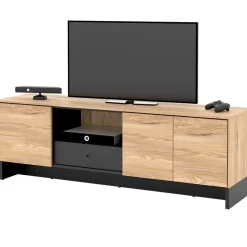 Garnero Arredamenti Mobile porta TV 163x54h cm 2 ante 1 cassetto 1 vano a giorno rovere nero Alabaster Hot