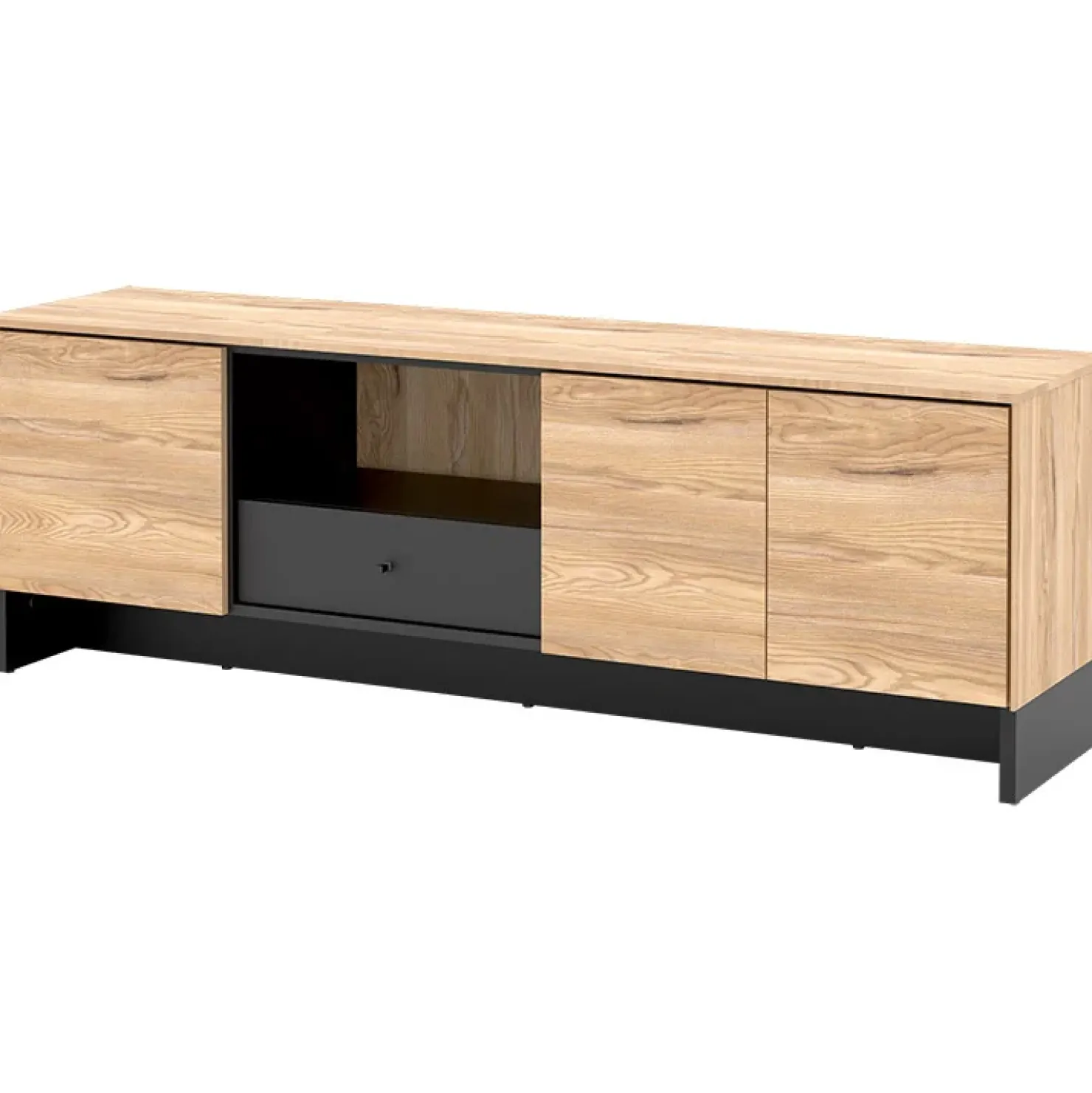 Garnero Arredamenti Mobile porta TV 163x54h cm 2 ante 1 cassetto 1 vano a giorno rovere nero Alabaster Hot