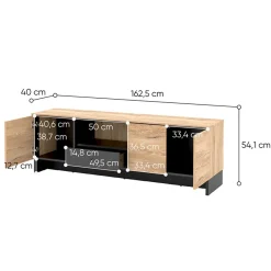 Garnero Arredamenti Mobile porta TV 163x54h cm 2 ante 1 cassetto 1 vano a giorno rovere nero Alabaster Hot