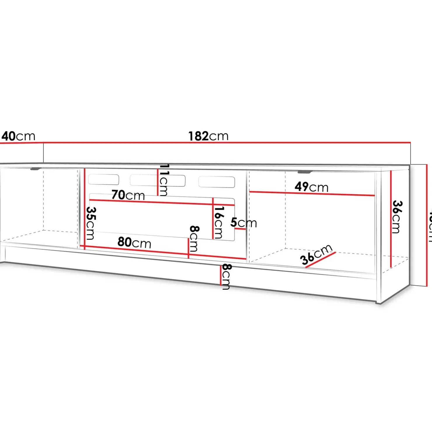 Garnero Arredamenti Mobile porta TV 182x48h cm 2 ante con caminetto nero cannettato Athena Nero Opaco Online