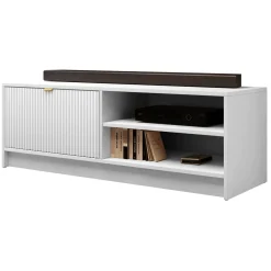 Garnero Arredamenti Mobile porta tv 120x40h cm 1 anta 2 vani a giorno cannettato bianco Athena Bianco Opaco Clearance