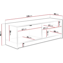 Garnero Arredamenti Mobile porta tv 120x40h cm 1 anta 2 vani a giorno cannettato bianco Athena Bianco Opaco Clearance