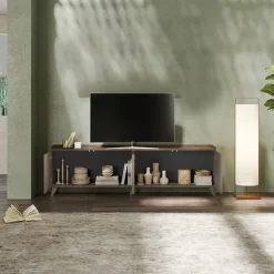 Garnero Arredamenti Mobile porta TV 241x72h cm 4 ante bronzo rovere scuro Jonson Tortora - Noce Best