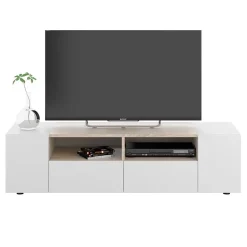 Garnero Arredamenti Mobile porta TV 138x36h cm 4 ante soggiorno bianco opaco rovere Ted Outlet