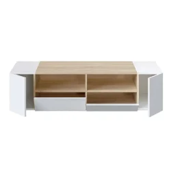 Garnero Arredamenti Mobile porta TV 138x36h cm 4 ante soggiorno bianco opaco rovere Ted Outlet