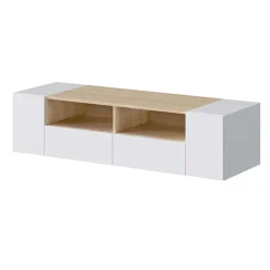 Garnero Arredamenti Mobile porta TV 138x36h cm 4 ante soggiorno bianco opaco rovere Ted Outlet
