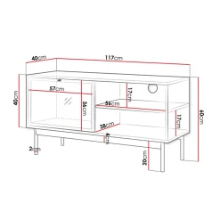 Garnero Arredamenti Mobile porta TV 117x60h cm 1 anta 2 vani a giorno rovere nero Herning New