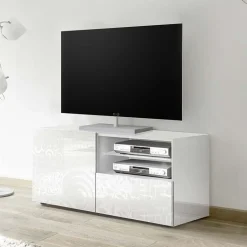 Garnero Arredamenti Mobile porta TV 122x57h cm 1 anta 1 cassetto bianco Paradise Bianco Lucido