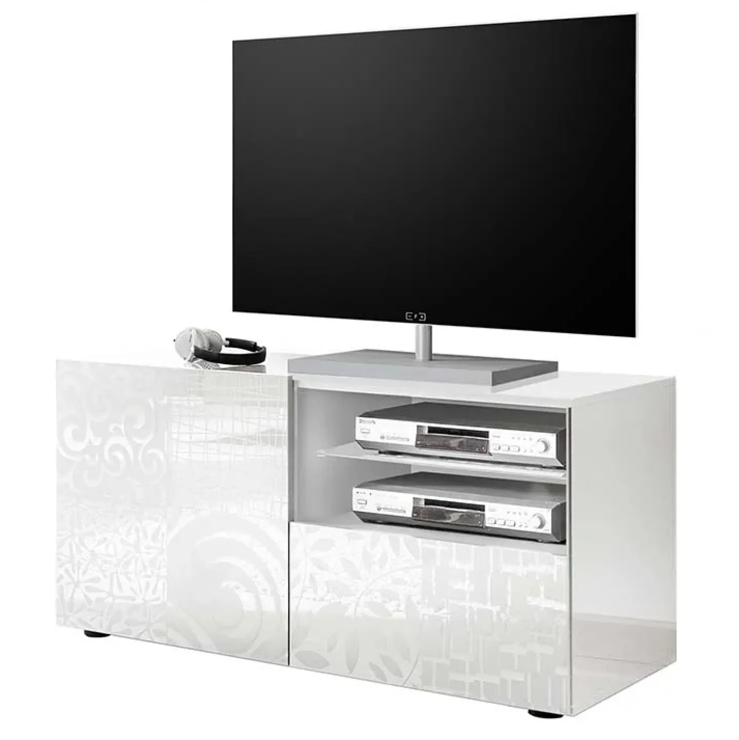 Garnero Arredamenti Mobile porta TV 122x57h cm 1 anta 1 cassetto bianco Paradise Bianco Lucido