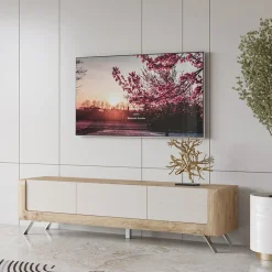 Garnero Arredamenti Mobile porta TV 200x52h cm 2 ante 1 cassetto rovere tortora lucido Jumbo Tortora - Rovere Online