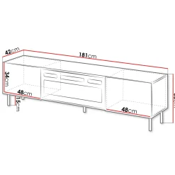 Garnero Arredamenti Mobile porta TV 181x53h cm 2 ante con caminetto con frontali cannettati beige Ziggy Sale