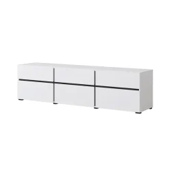 Garnero Arredamenti Mobile porta TV 180x48h cm 3 ante a ribalta 3 cassetti nero Lolla Bianco Opaco Clearance