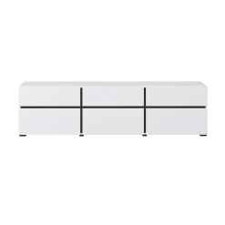 Garnero Arredamenti Mobile porta TV 180x48h cm 3 ante a ribalta 3 cassetti nero Lolla Bianco Opaco Clearance