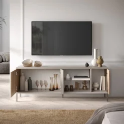 Garnero Arredamenti Mobile porta TV 160x59h cm 3 ante 2 vani rovere chiaro beige Tony Hot