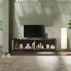 Garnero Arredamenti Mobile porta TV 241x72h cm 4 ante grigio scuro antracite Jonson Ossido - Grigio Hot