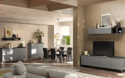 Garnero Arredamenti Mobile porta TV 241x72h cm 4 ante grigio scuro antracite Jonson Ossido - Grigio Hot