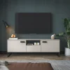 Garnero Arredamenti Mobile porta TV 179x60h cm 2 ante a ribalta 1 cassetto beige cashmere nero Casmira Discount