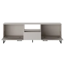 Garnero Arredamenti Mobile porta TV 179x60h cm 2 ante a ribalta 1 cassetto beige cashmere nero Casmira Discount