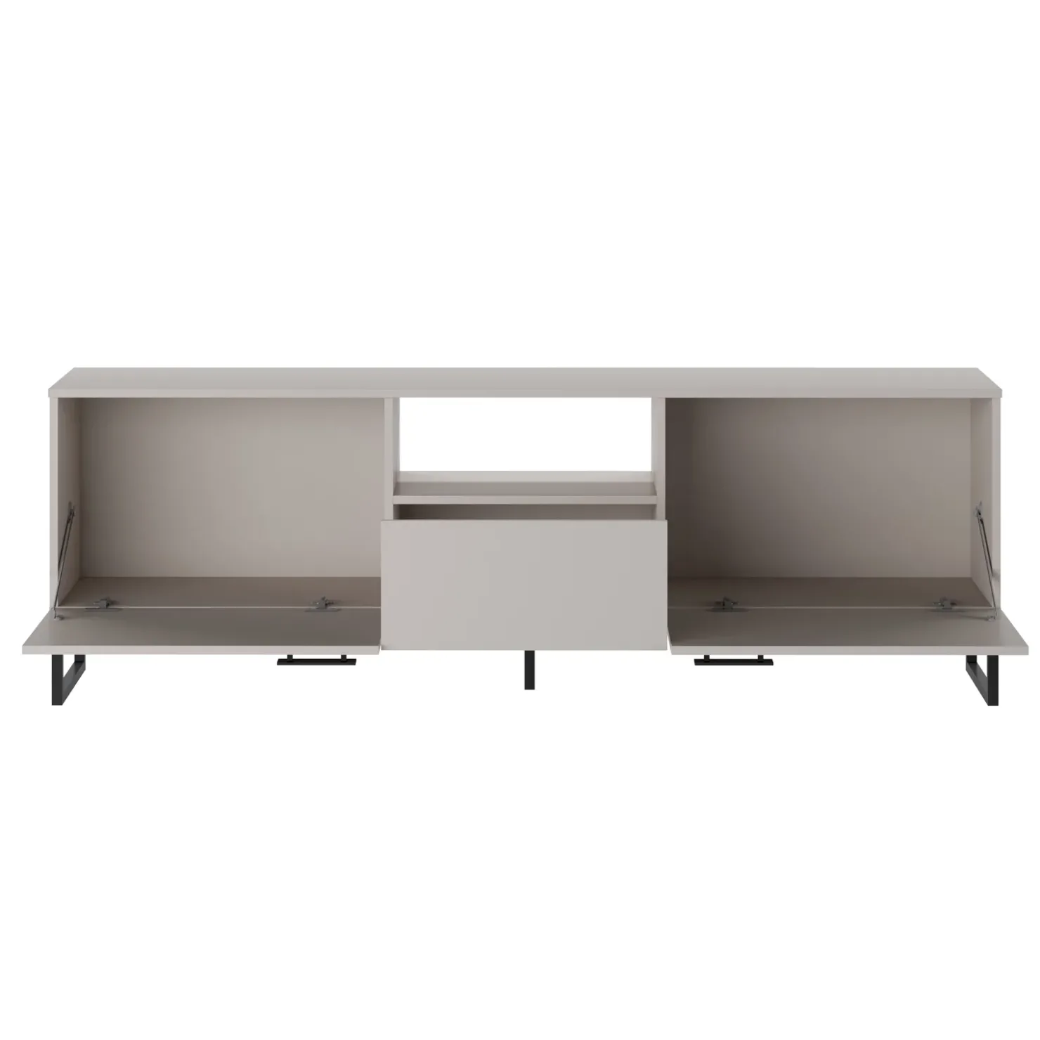 Garnero Arredamenti Mobile porta TV 179x60h cm 2 ante a ribalta 1 cassetto beige cashmere nero Casmira Discount
