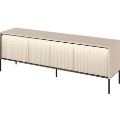 Garnero Arredamenti Mobile porta TV 167x56h cm 2 ante led cannettato nero Camelia Beige Hot