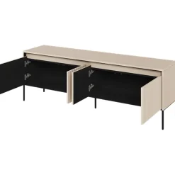 Garnero Arredamenti Mobile porta TV 167x56h cm 2 ante led cannettato nero Camelia Beige Hot
