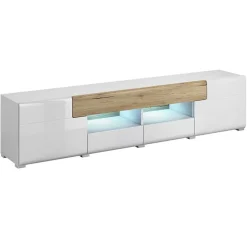 Garnero Arredamenti Mobile porta TV 208x48h cm 2 ante 4 cassetti bianco lucido rovere Tahiti Outlet