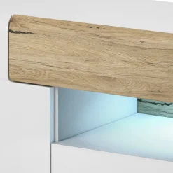 Garnero Arredamenti Mobile porta TV 208x48h cm 2 ante 4 cassetti bianco lucido rovere Tahiti Outlet