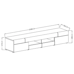 Garnero Arredamenti Mobile porta TV 208x48h cm 2 ante 4 cassetti bianco lucido rovere Tahiti Outlet